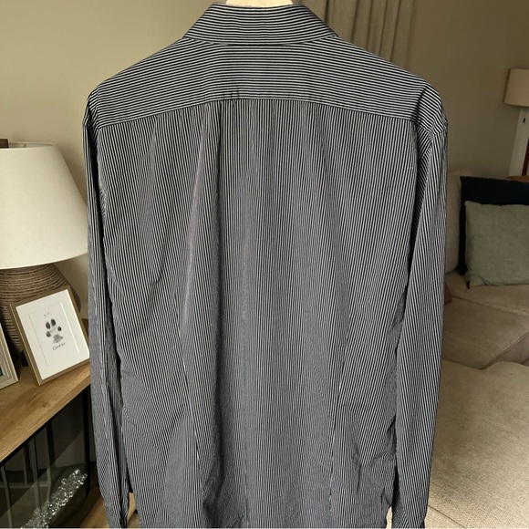 Express Men’s Black/white Fitted Longsleeve Striped Button Up Size XL 17-17.5 - Picture 7 of 14